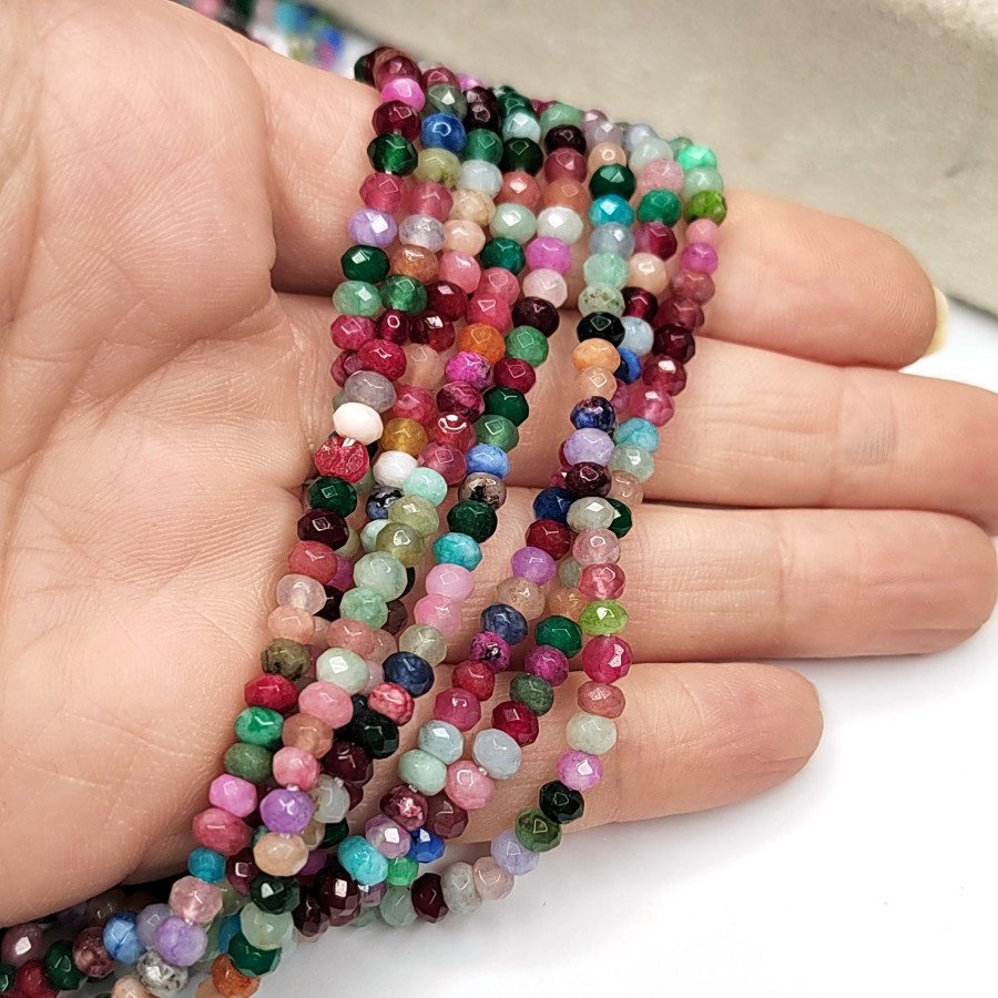 Агат натуральный, Огранка, цвет Микс тонированный, рондель 4,5х3 мм, НИТЬ 35-37 см