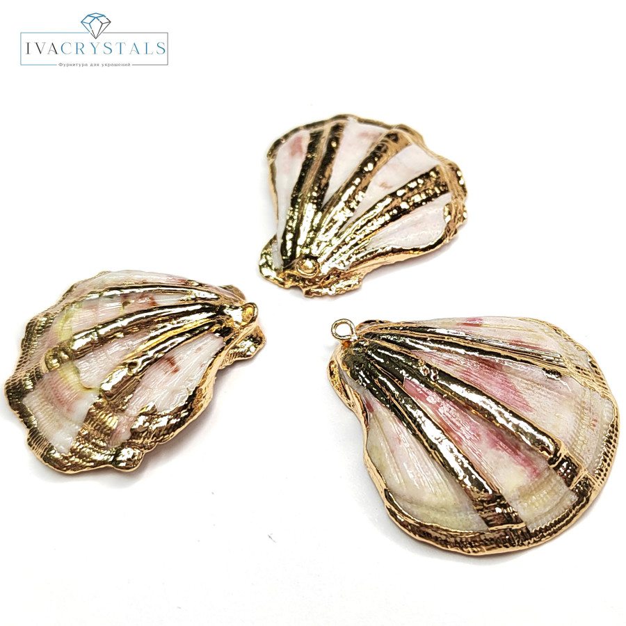 Крупная подвеска Ракушка 37х34 мм, покрытие Позолота, штука