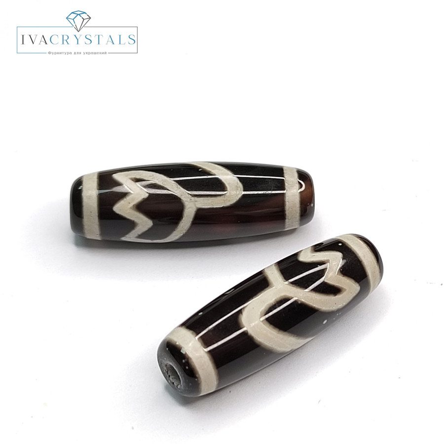 Бусина Дзи Лотос 30х10 мм из натурального агата, штука