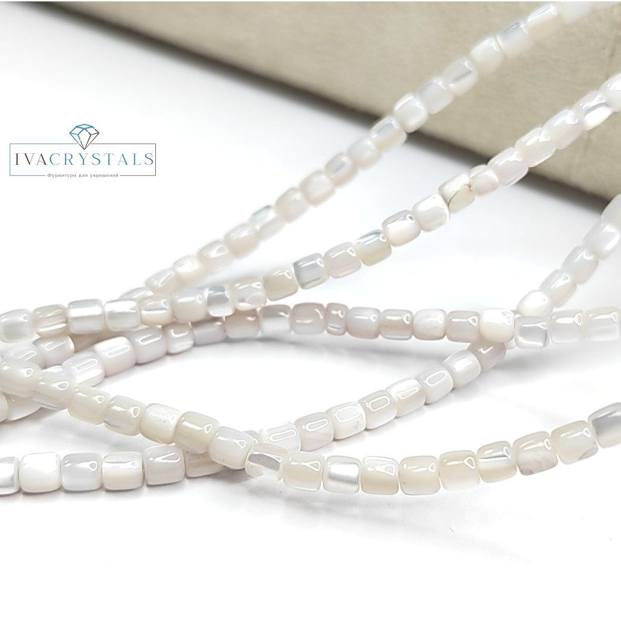 3,5х3,4 мм Натуральный перламутр, цвет Серый, НИТЬ 40 см