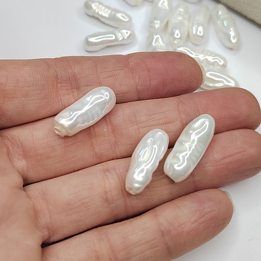 20х8 мм Жемчуг майорка LUX, форма Бива, цвет молочный, ШТУКА