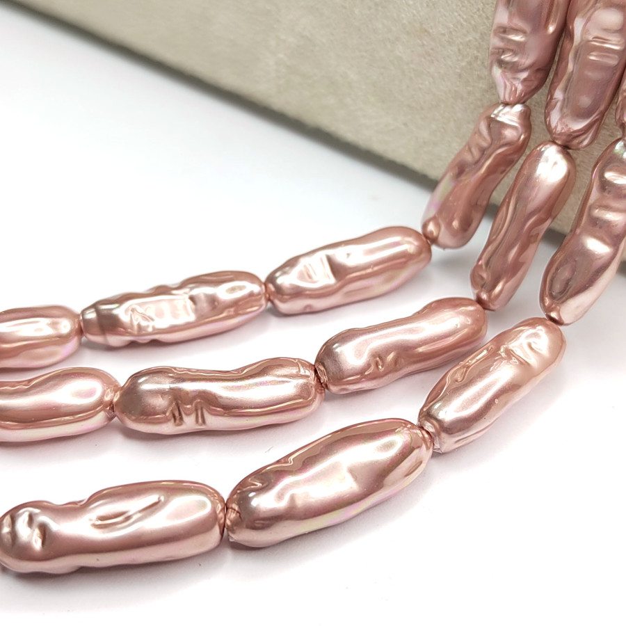 20х8 мм Жемчуг майорка LUX, форма Бива, цвет Пыльная роза, ШТУКА