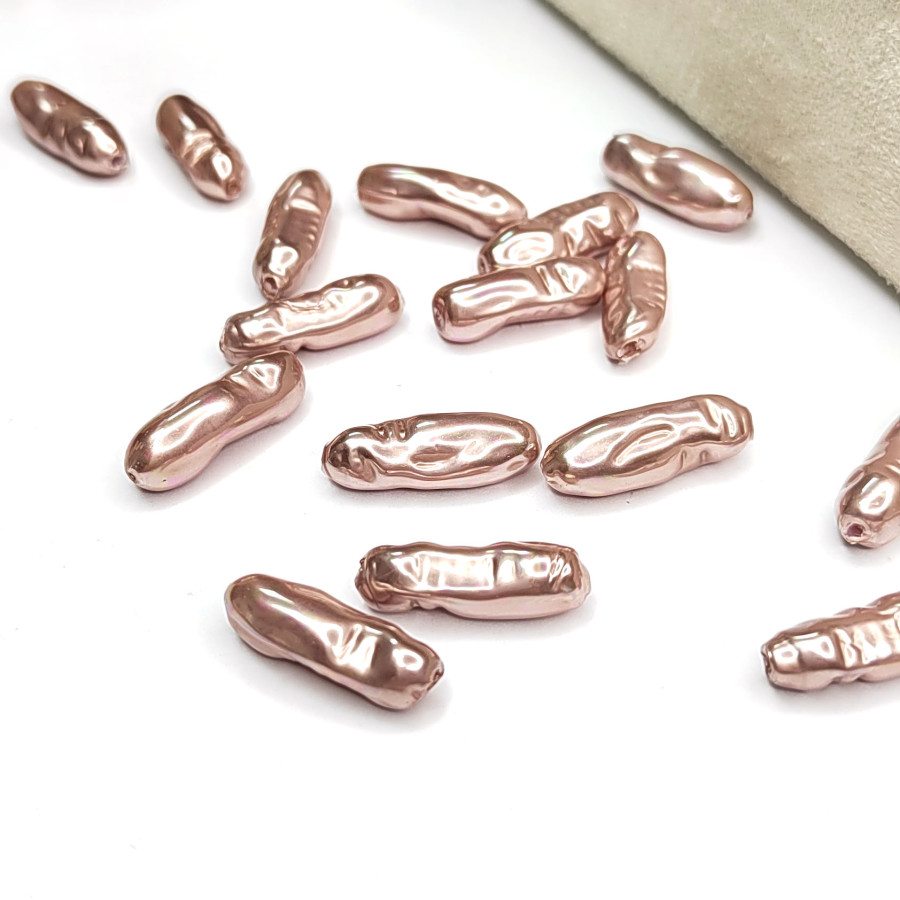 20х8 мм Жемчуг майорка LUX, форма Бива, цвет Пыльная роза, ШТУКА