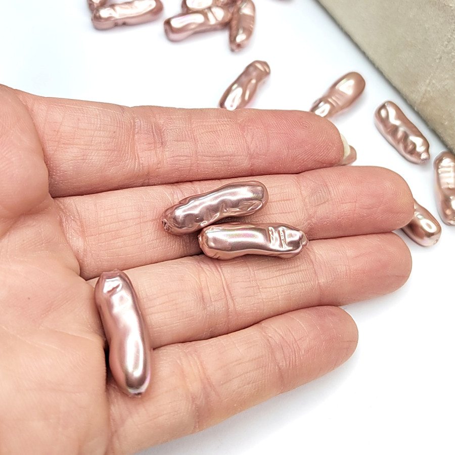 20х8 мм Жемчуг майорка LUX, форма Бива, цвет Пыльная роза, ШТУКА