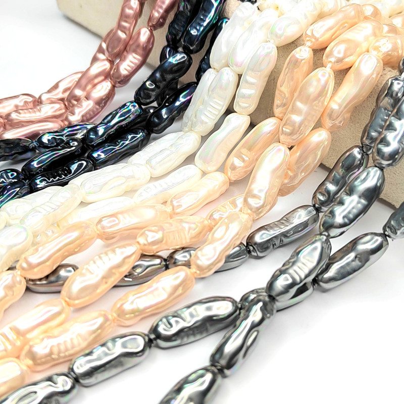 20х8 мм Жемчуг майорка LUX, форма Бива, цвет Металлик, ШТУКА