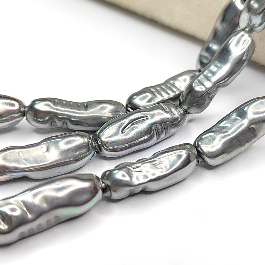 20х8 мм Жемчуг майорка LUX, форма Бива, цвет Металлик, ШТУКА