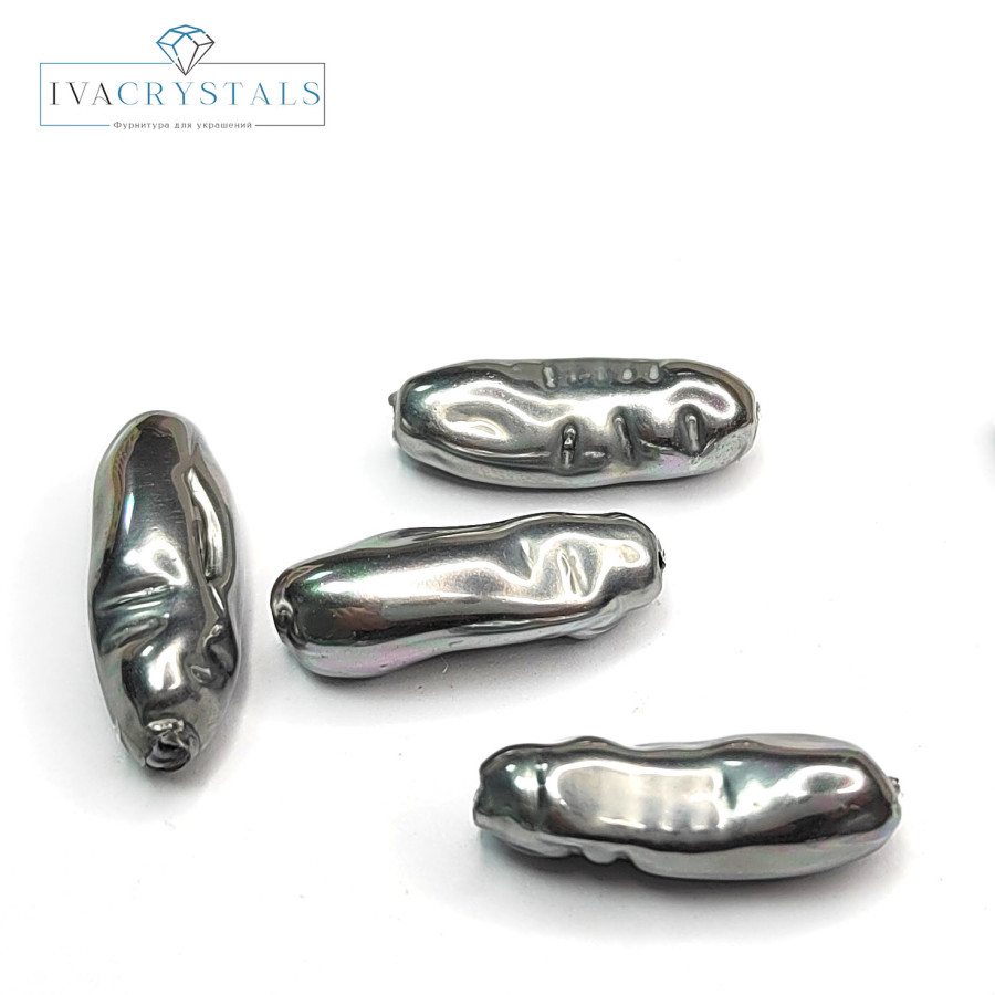 20х8 мм Жемчуг майорка LUX, форма Бива, цвет Металлик, ШТУКА