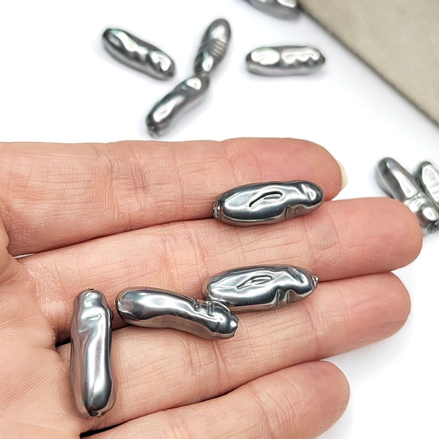 20х8 мм Жемчуг майорка LUX, форма Бива, цвет Металлик, ШТУКА