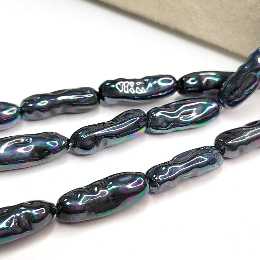 20х8 мм Жемчуг майорка LUX, форма Бива, цвет Чёрный, ШТУКА