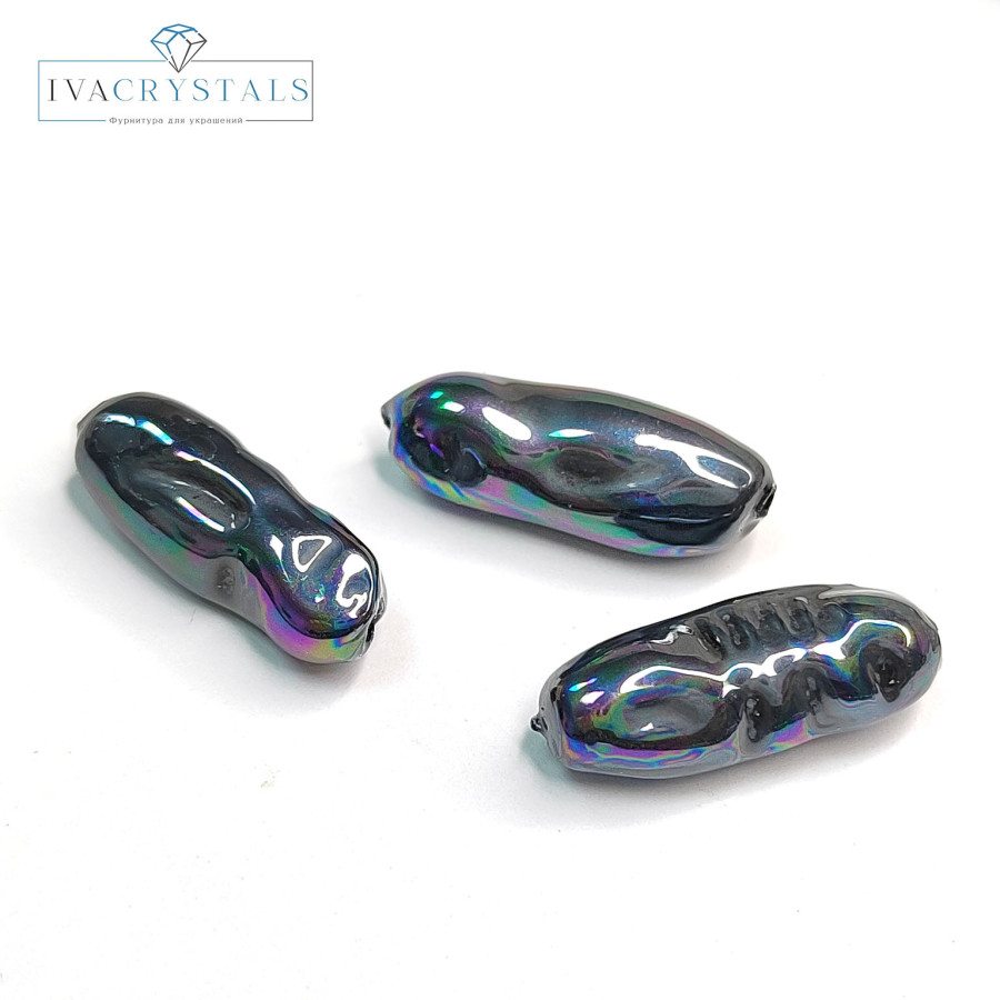 20х8 мм Жемчуг майорка LUX, форма Бива, цвет Чёрный, ШТУКА