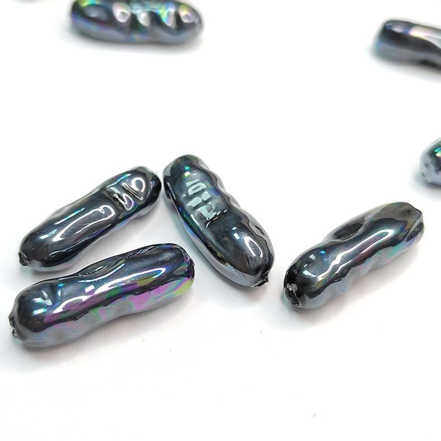 20х8 мм Жемчуг майорка LUX, форма Бива, цвет Чёрный, ШТУКА