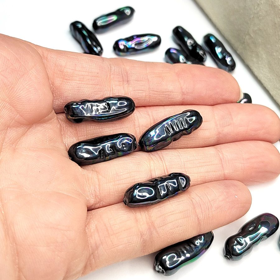 20х8 мм Жемчуг майорка LUX, форма Бива, цвет Чёрный, ШТУКА