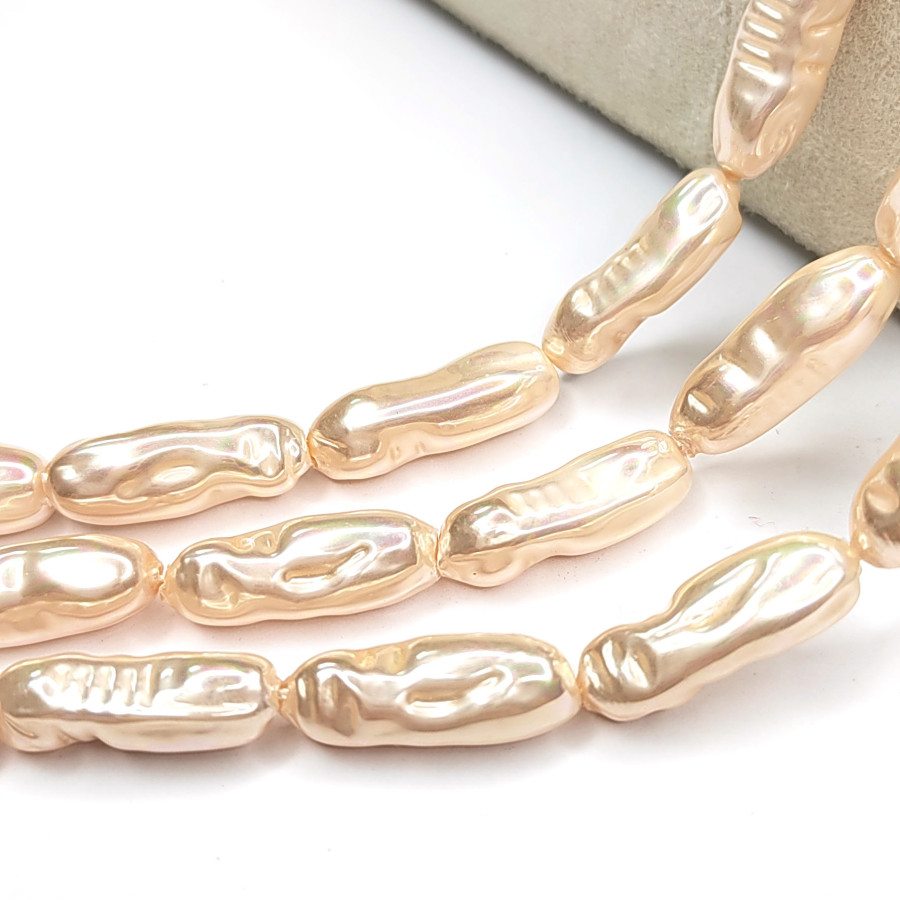 20х8 мм Жемчуг майорка LUX, форма Бива, цвет Бежевый, ШТУКА