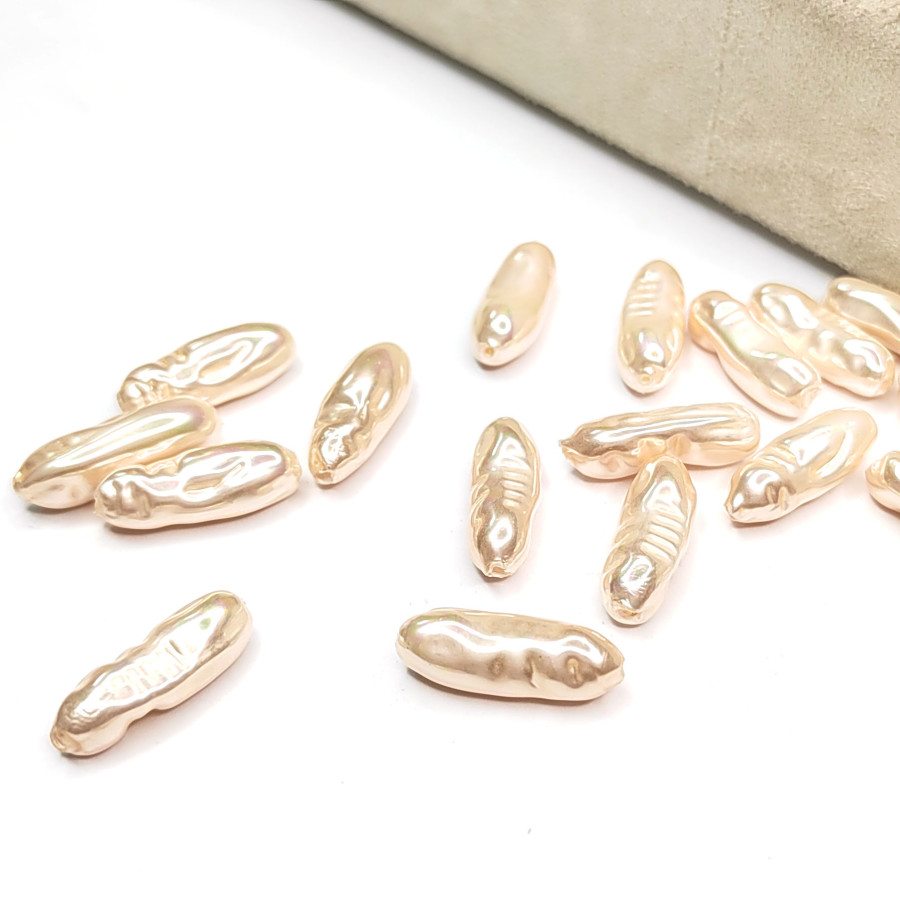 20х8 мм Жемчуг майорка LUX, форма Бива, цвет Бежевый, ШТУКА