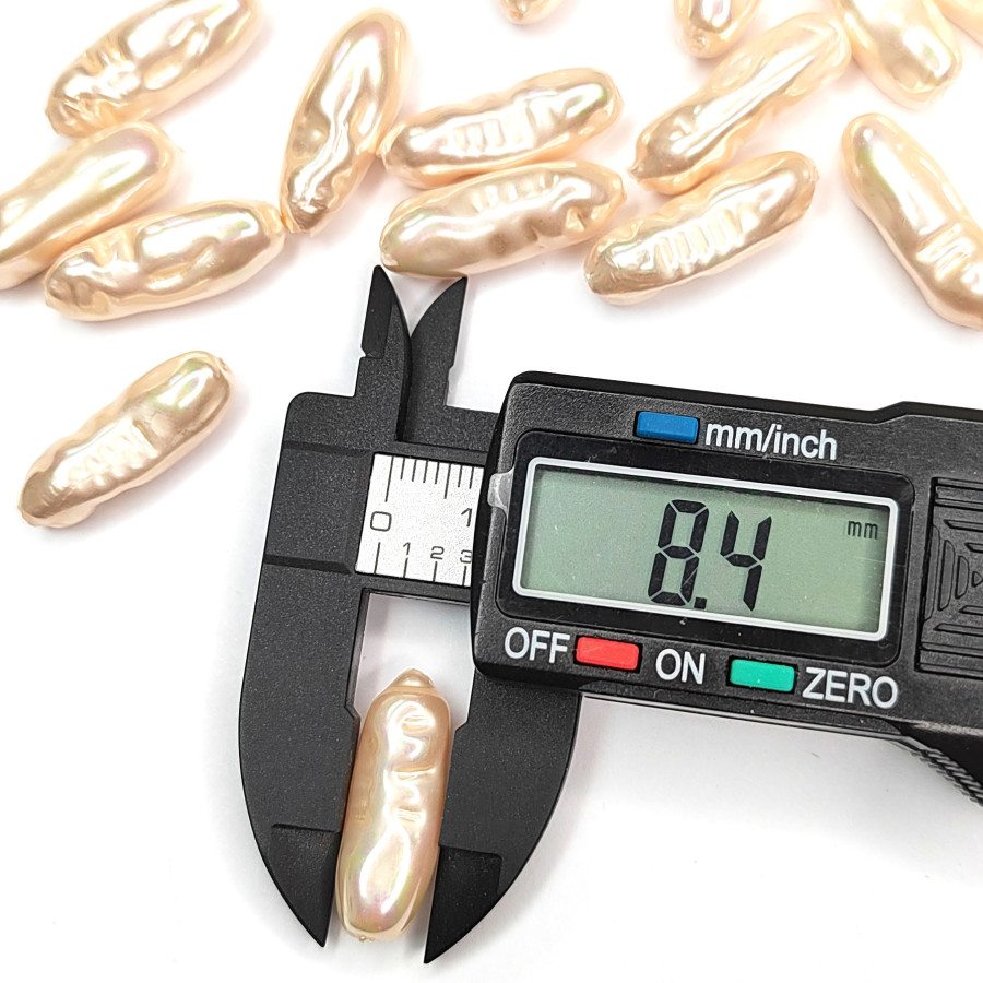 20х8 мм Жемчуг майорка LUX, форма Бива, цвет Бежевый, ШТУКА