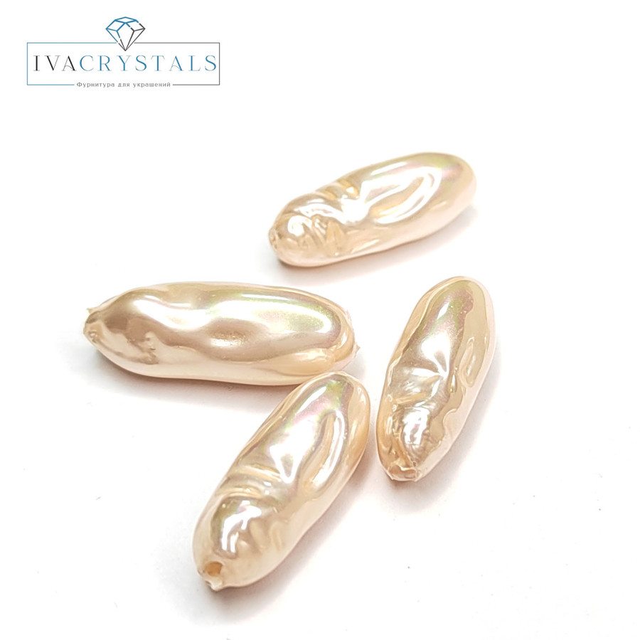 20х8 мм Жемчуг майорка LUX, форма Бива, цвет Бежевый, ШТУКА