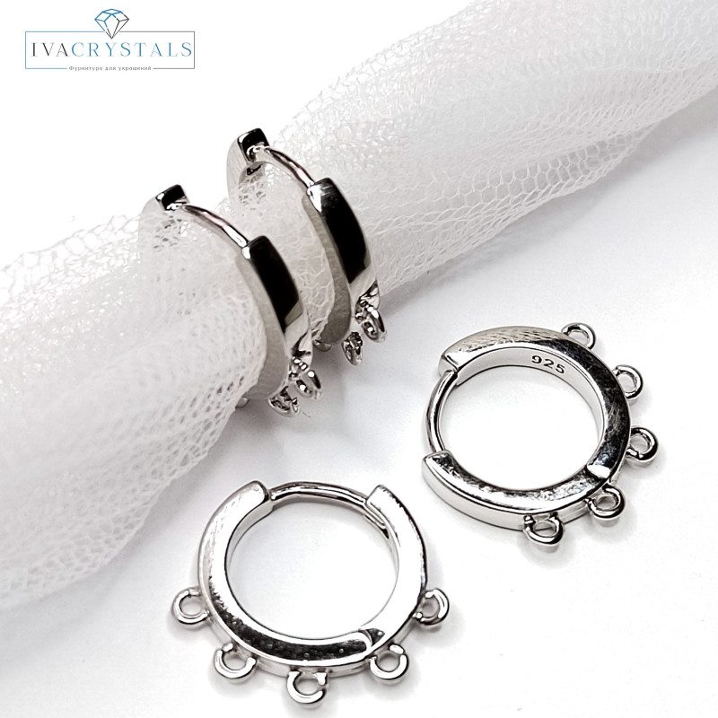 Швензы Кольца с петельками 15 мм, пара покрытие Родий
