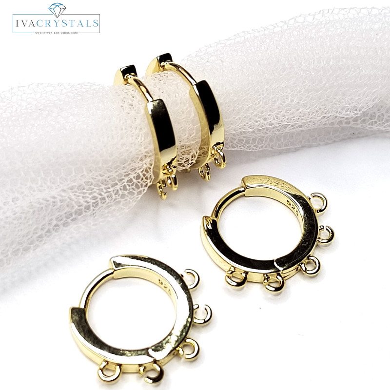 Швензы Кольца с петельками 15 мм, пара покрытие Позолота