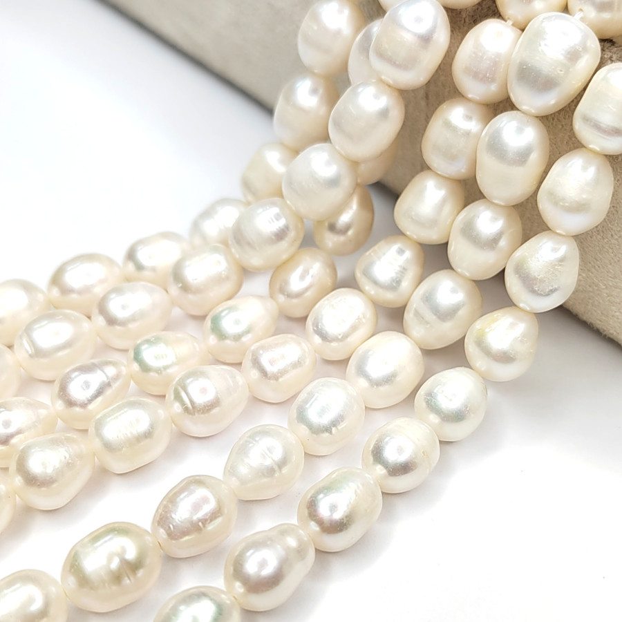 Жемчуг натуральный 11х9 мм, культивированный, НИТЬ 36 см