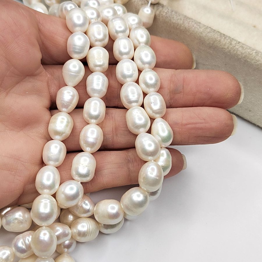 Жемчуг натуральный 11х9 мм, культивированный, НИТЬ 36 см
