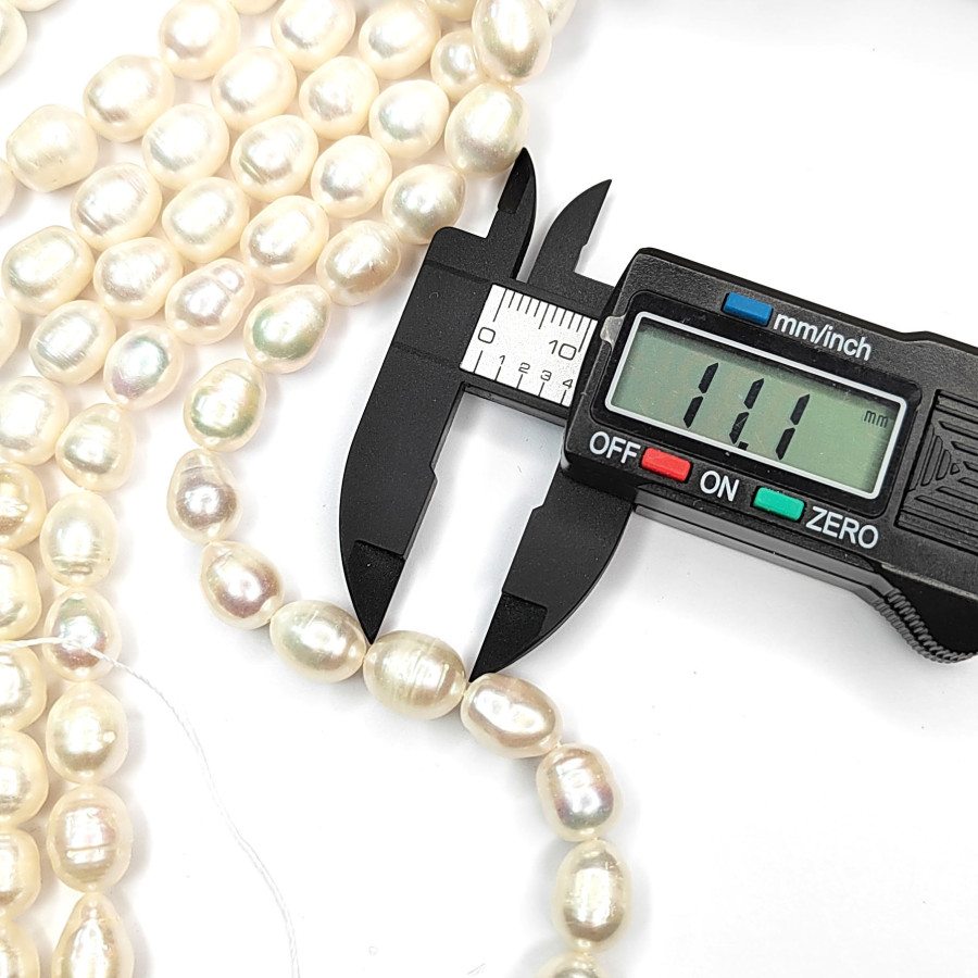 Жемчуг натуральный 11х9 мм, культивированный, НИТЬ 36 см