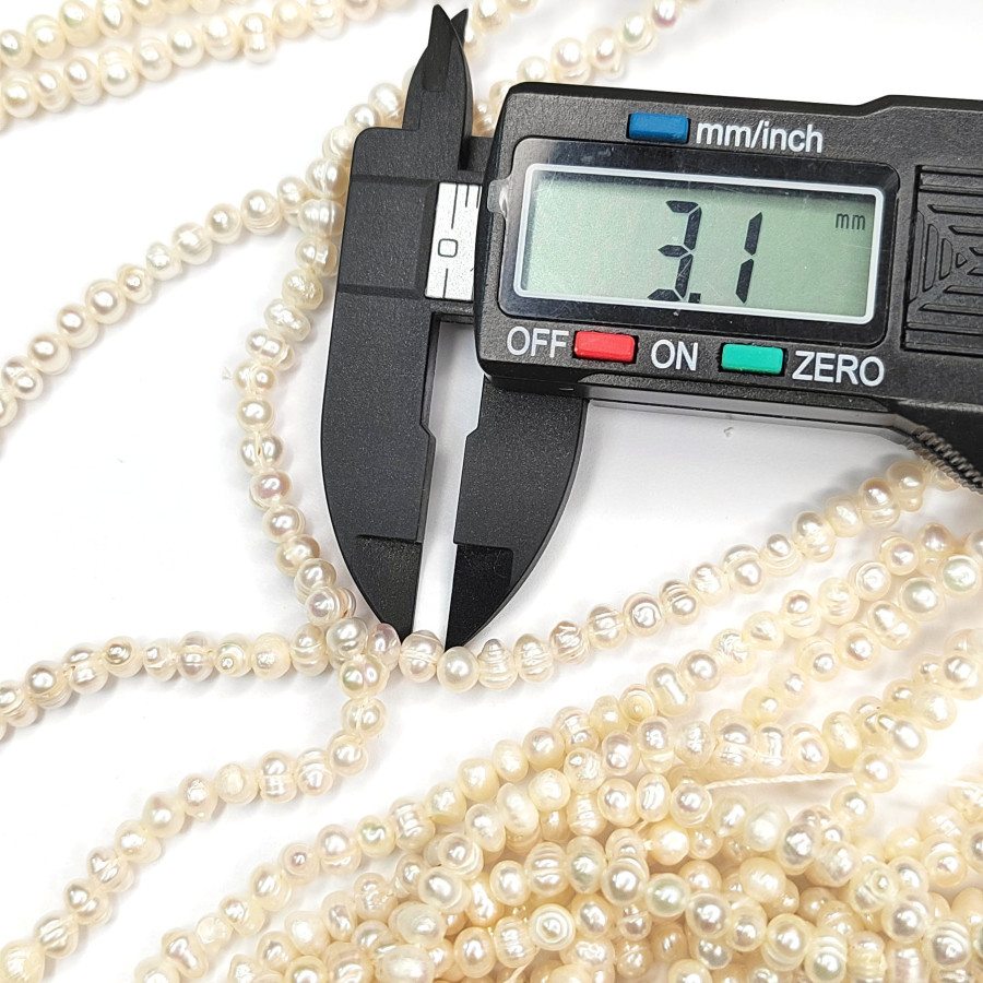 Жемчуг натуральный культивированный 4,4х3 мм, НИТЬ 34 см