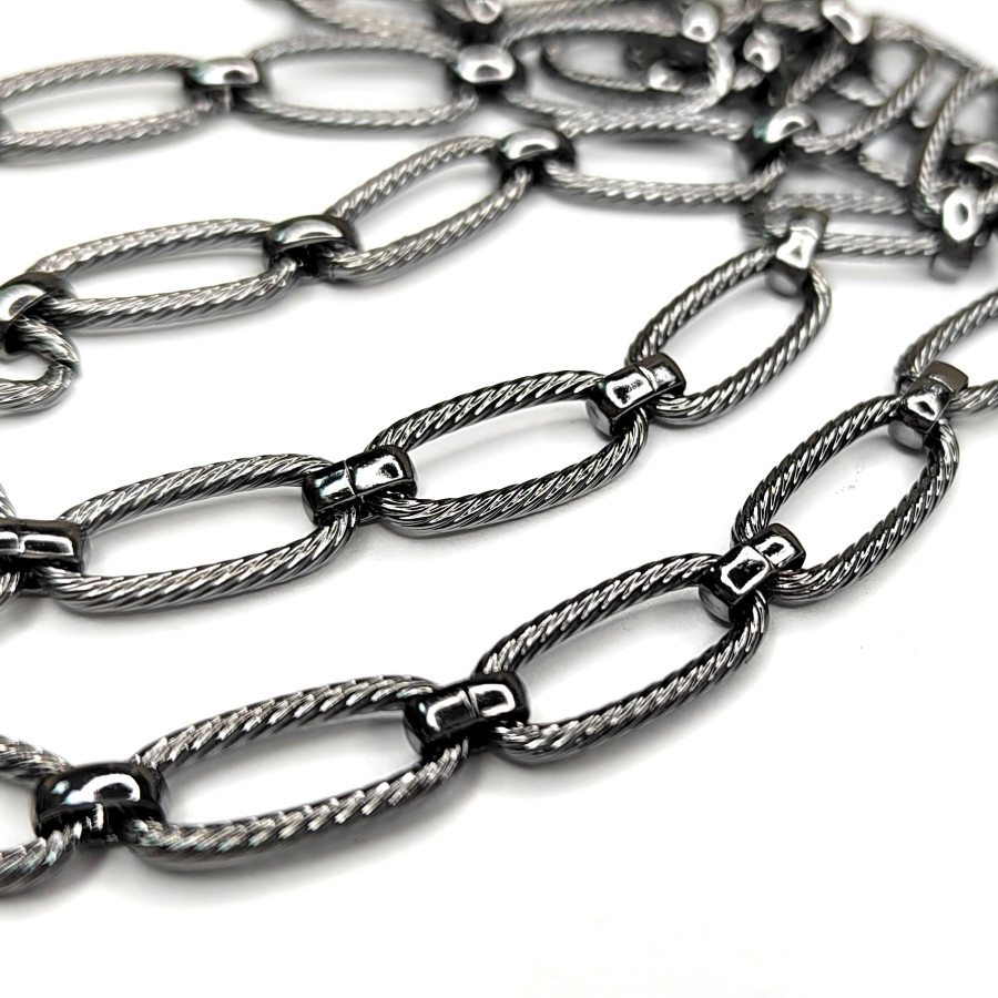 Крупная цепь чёрная 14х7 мм, Овалы, 20 см