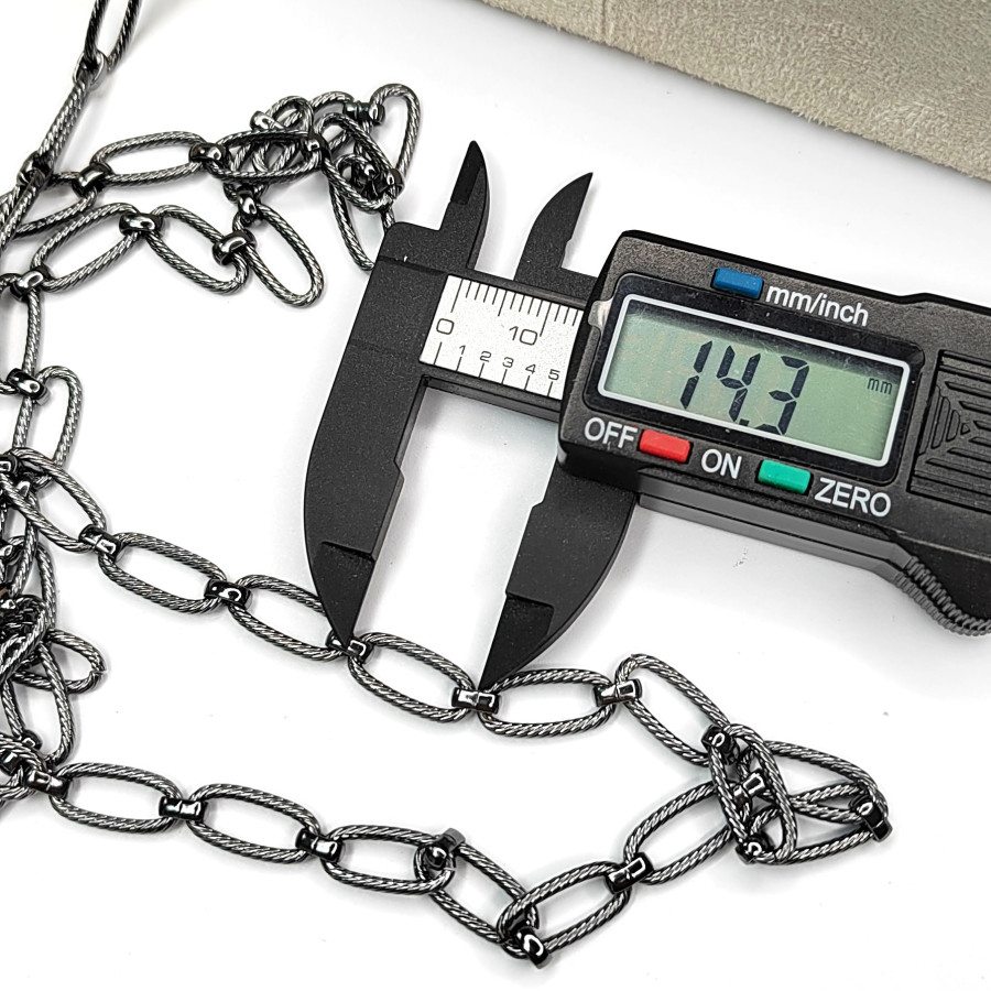 Крупная цепь чёрная 14х7 мм, Овалы, 20 см