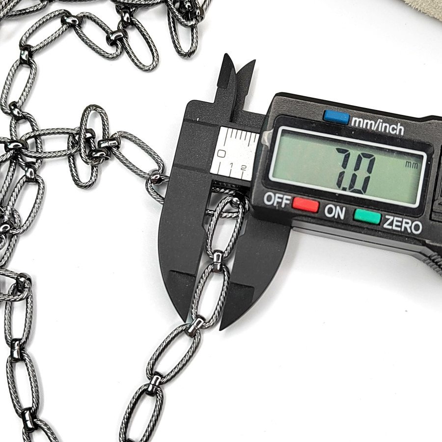 Крупная цепь чёрная 14х7 мм, Овалы, 20 см