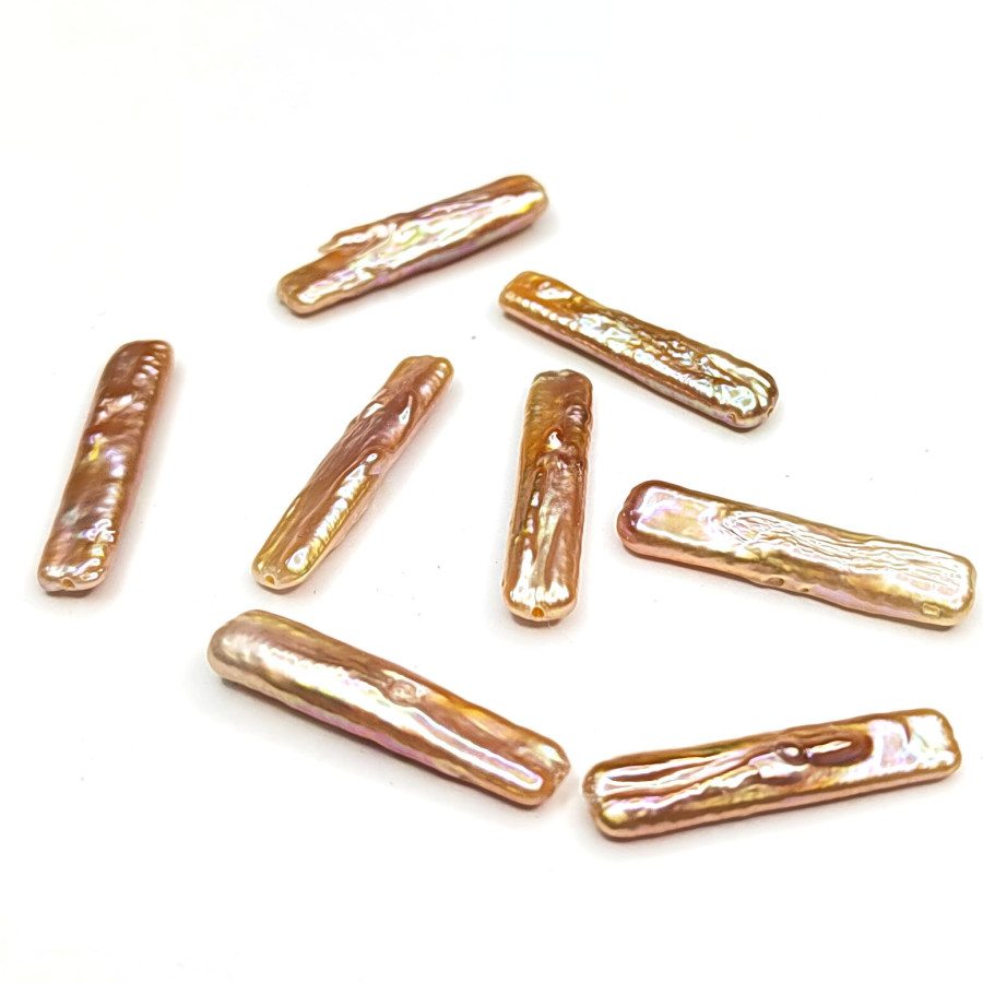 Жемчуг натуральный культивированный Бива 22х6 мм цвет Персиковый, штука