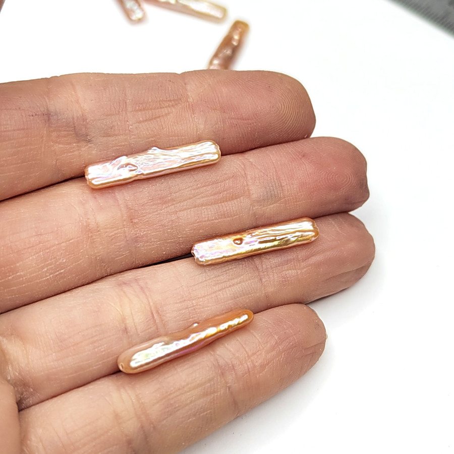 Жемчуг натуральный культивированный Бива 22х6 мм цвет Персиковый, штука