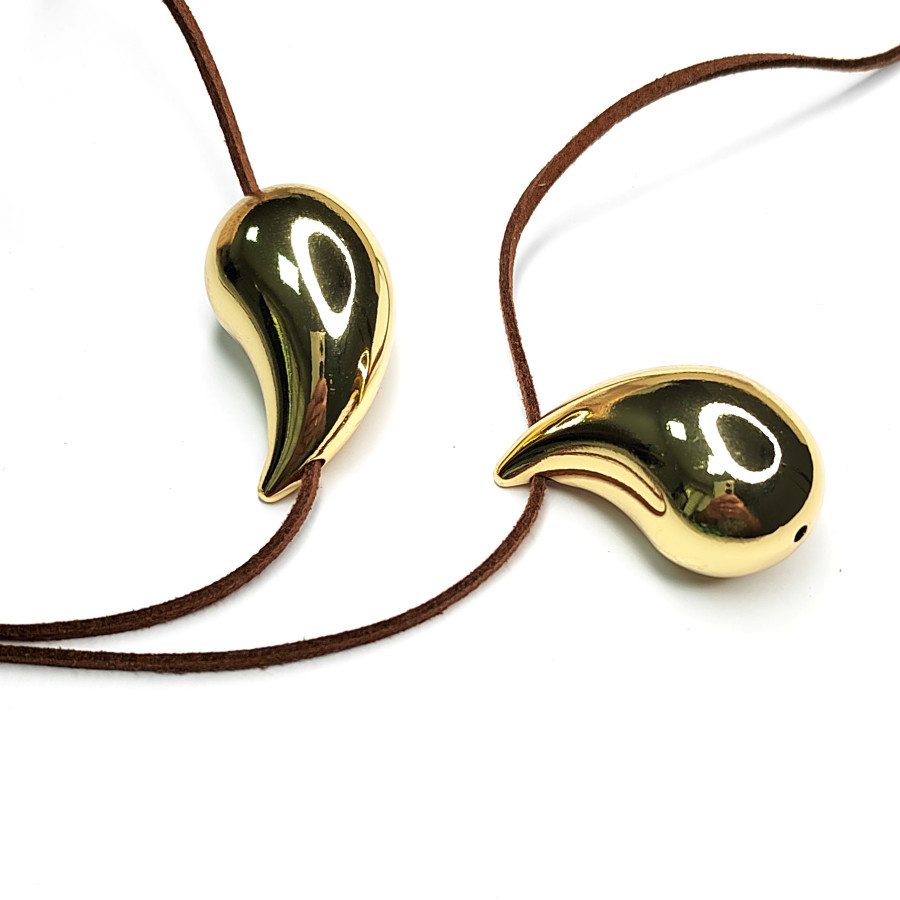 Крупная Подвеска Капля 43х25 мм, штука покрытие Позолота