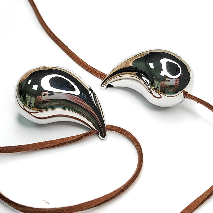 Крупная Подвеска Капля 43х25 мм, штука покрытие Родий