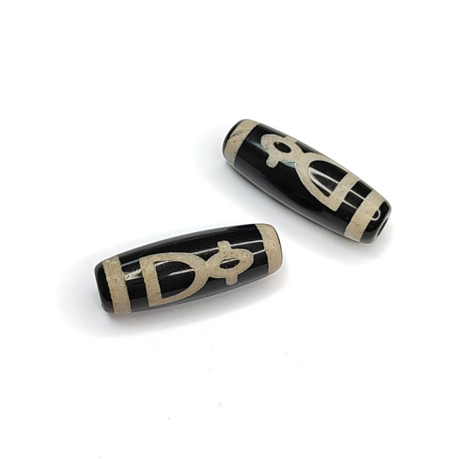 Бусина Дзи Кубера божества изобилия 30х10 мм из натурального агата, штука