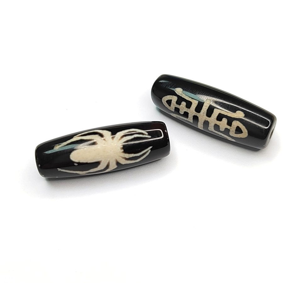 Бусина Дзи Паук 30х10 мм из натурального агата, штука