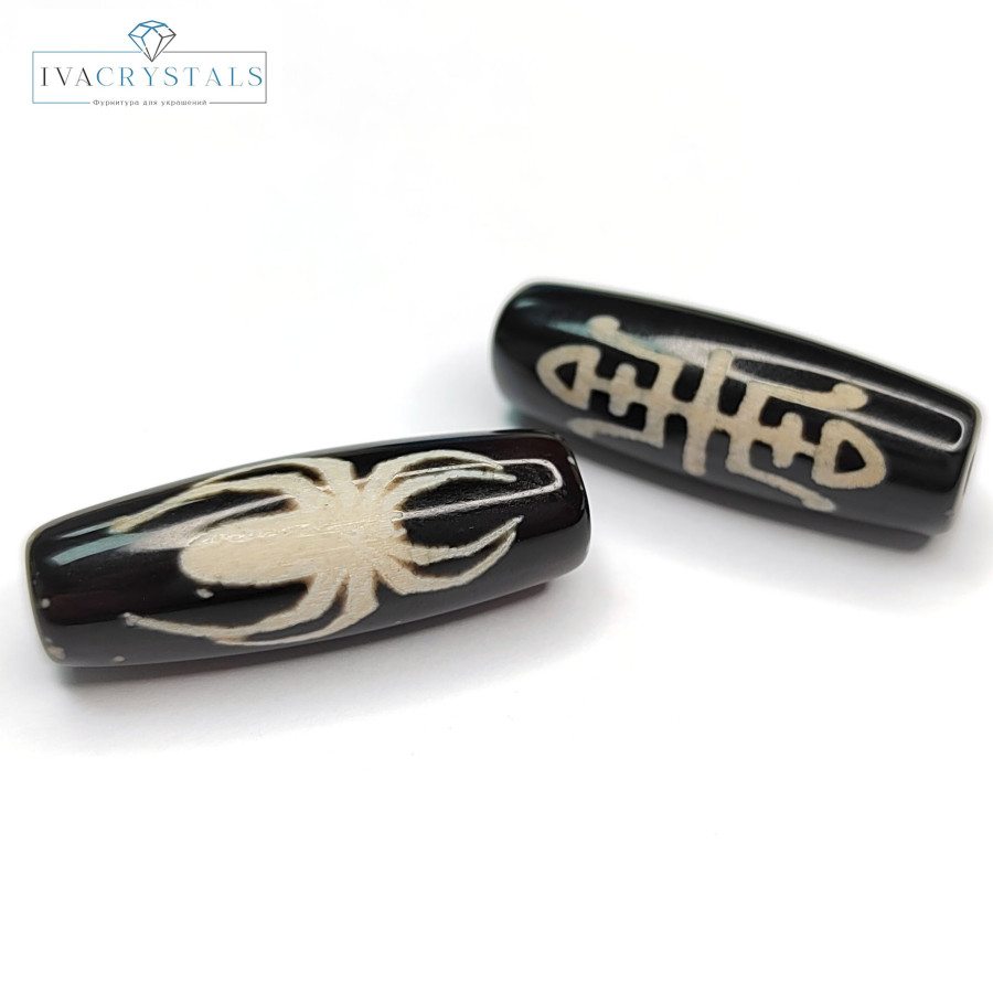 Бусина Дзи Паук 30х10 мм из натурального агата, штука