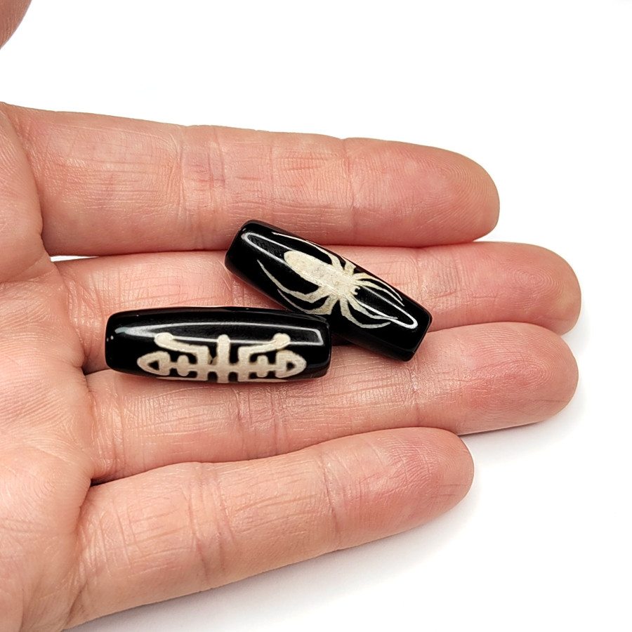 Бусина Дзи Паук 30х10 мм из натурального агата, штука