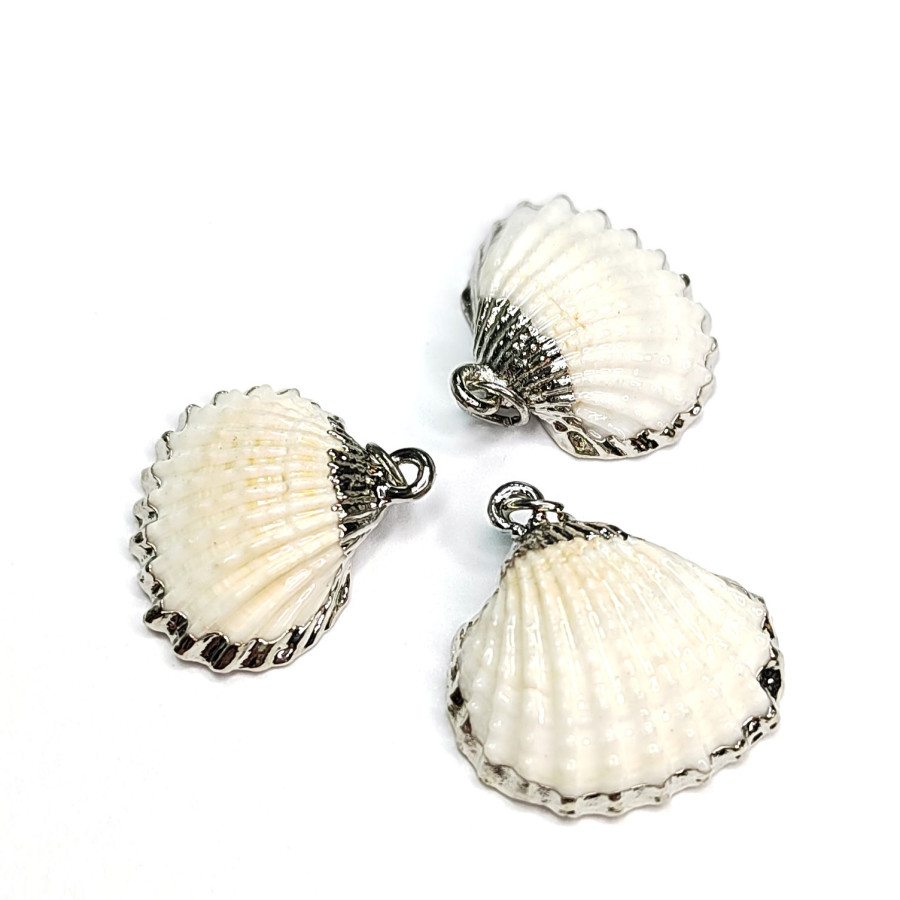 Подвеска Ракушка 21х22 мм, серебристое покрытие, штука