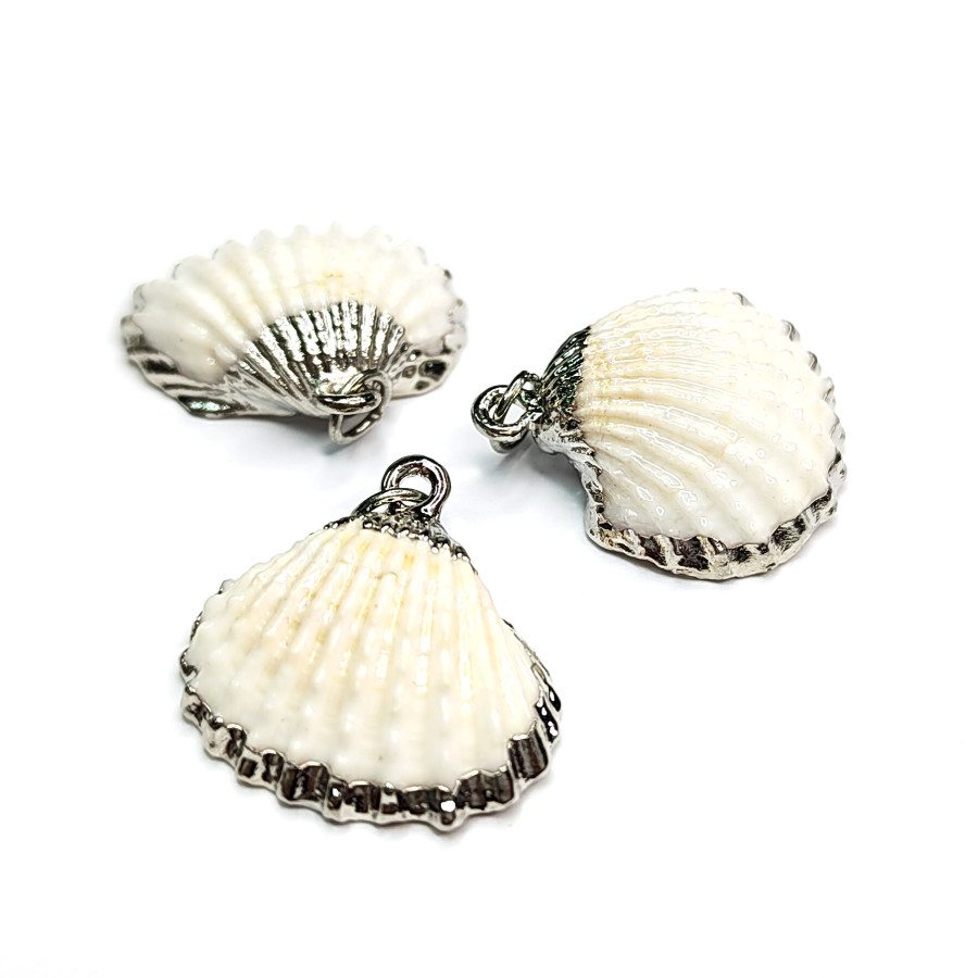 Подвеска Ракушка 21х22 мм, серебристое покрытие, штука