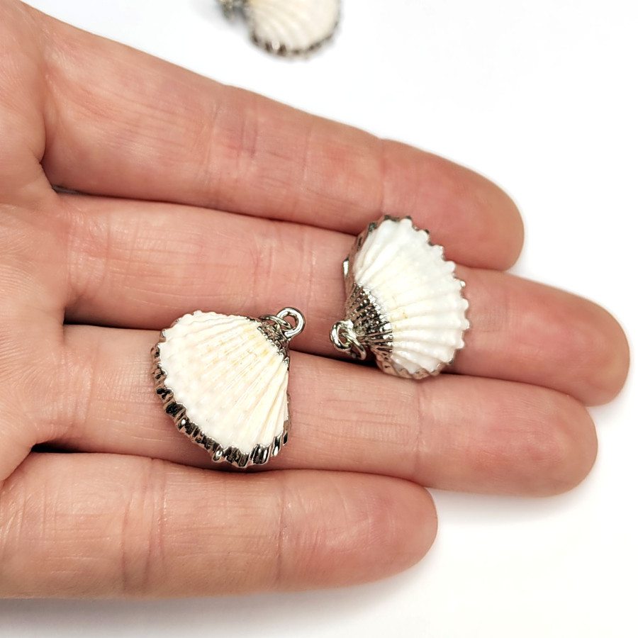 Подвеска Ракушка 21х22 мм, серебристое покрытие, штука