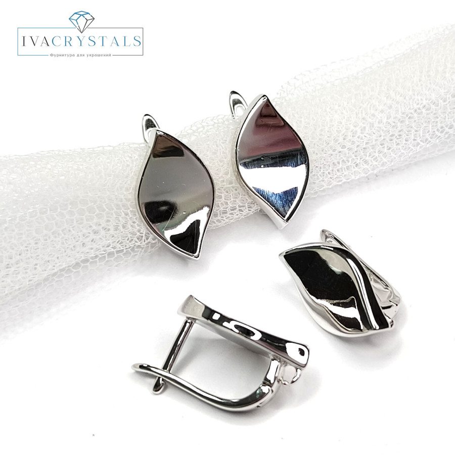 Швензы Ромбики 17,5х10 мм, пара покрытие Родий