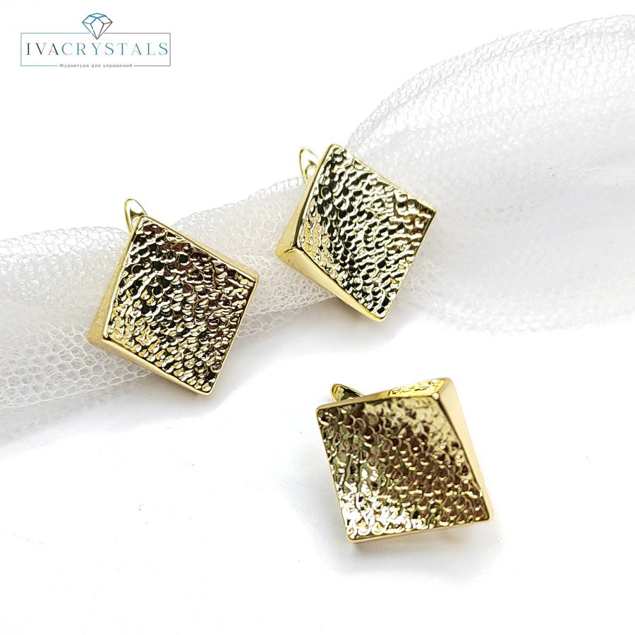 Швензы Ромбы текстурные 18х17 мм, пара покрытие Позолота
