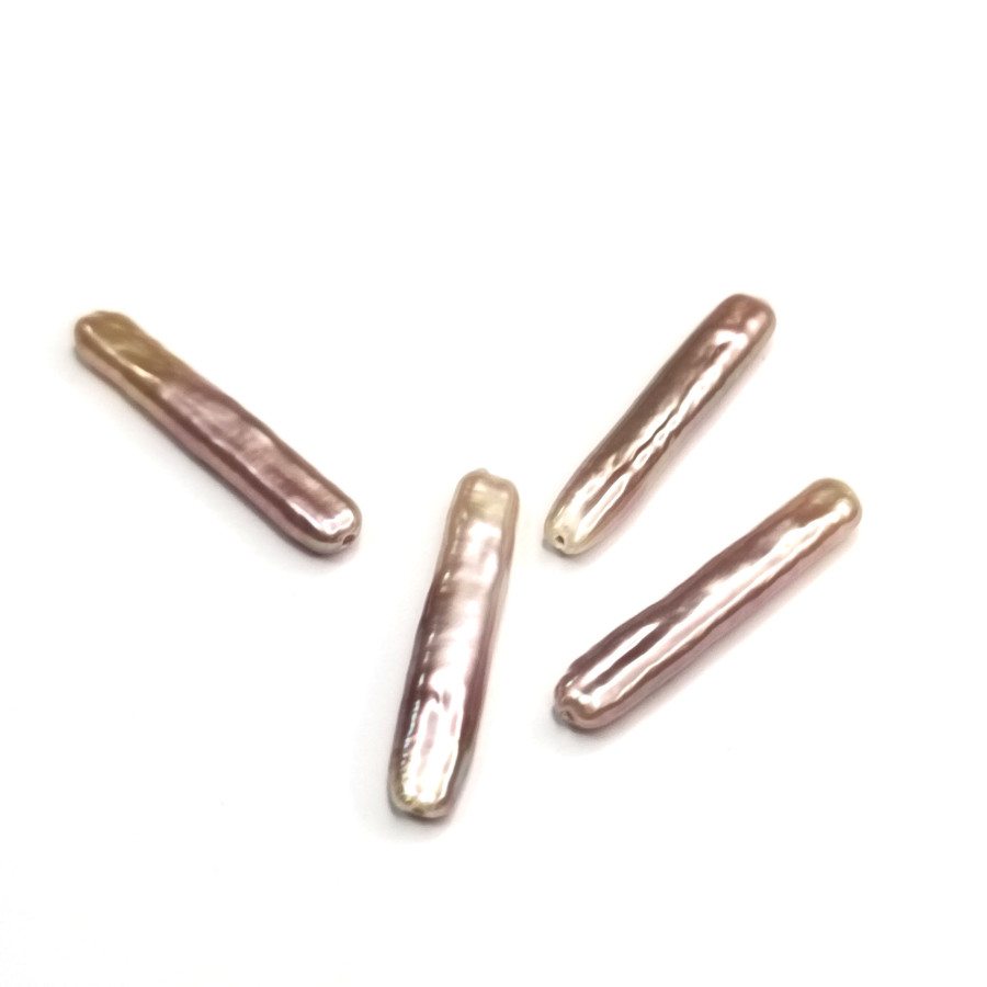 Жемчуг натуральный культивированный Бива 25х4 мм цвет Розовый, штука