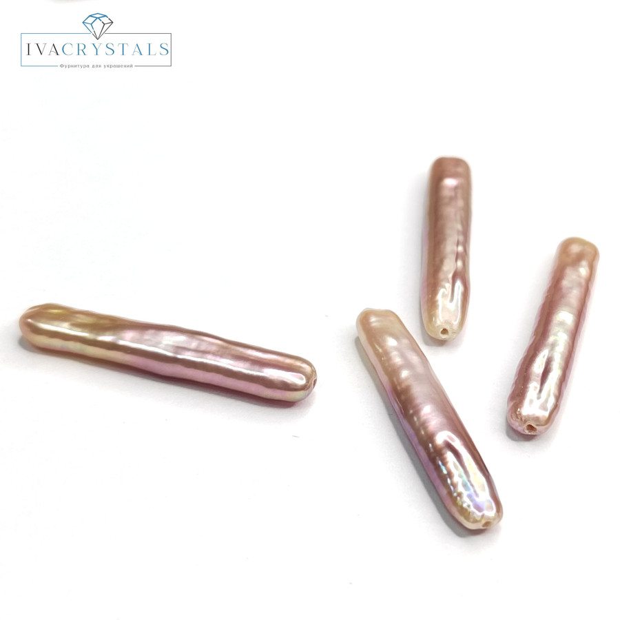 Жемчуг натуральный культивированный Бива 25х4 мм цвет Розовый, штука