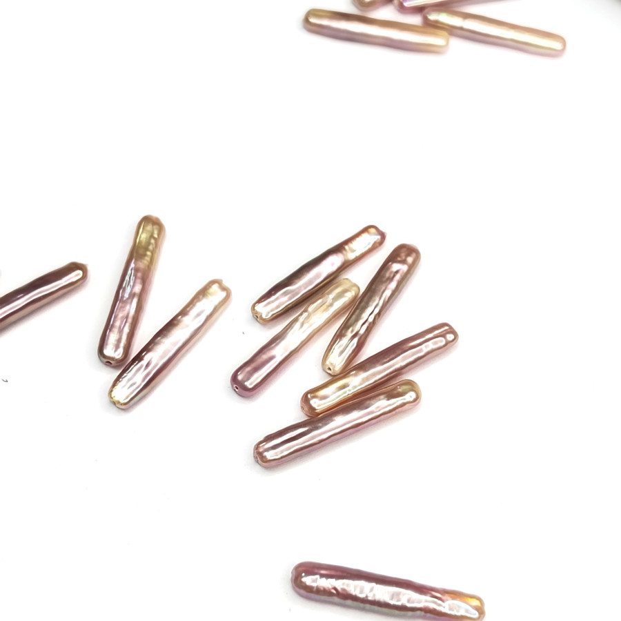 Жемчуг натуральный культивированный Бива 25х4 мм цвет Розовый, штука