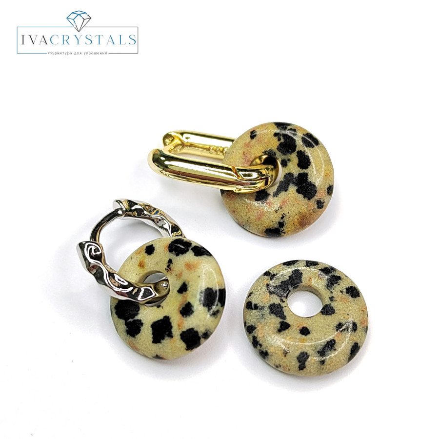 Яшма далматиновая 14 мм подвеска бублик, ШТУКА