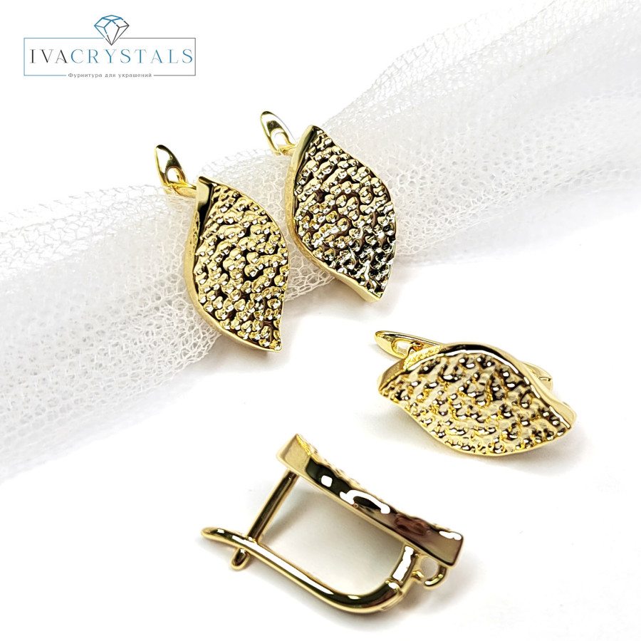 Швензы Ромбики текстурный узор 17х10,5 мм, пара покрытие Позолота