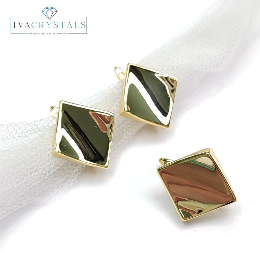 Швензы Ромбы Глянцевые 18х17 мм, пара покрытие Позолота