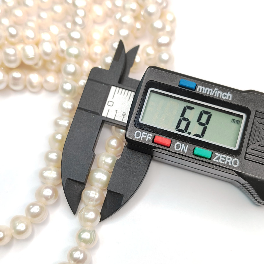 Жемчуг натуральный 7х6,3 мм, культивированный, НИТЬ 35 см