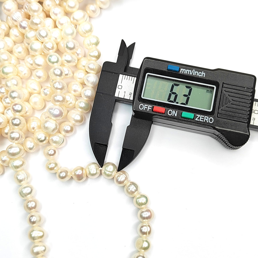 Жемчуг натуральный 7х6,3 мм, культивированный, НИТЬ 35 см